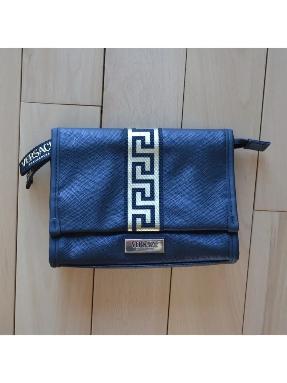 NWOT Versace Fragrances Clutch Cosmetic Bag Black Gold